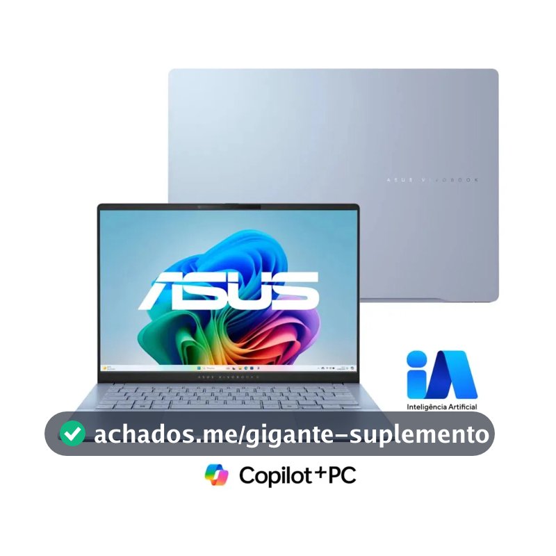 Notebook ASUS Vivobook S 14 S5406SA Copilot+ PC Intel Core Ultra 7 256 V 16GB RAM 512GB SSD Windows 11 Home 14" OLED Mist Blue QD299W