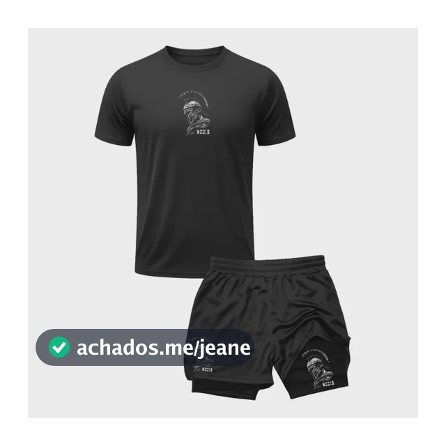 Kit Camisa Dry Fit Shorts Treino Academia 2 Em 1 Guerreiro Preto Guerreiro M