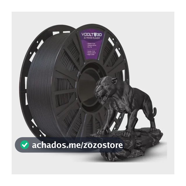 Filamento Pla Preto Velvet Aveludado 1kg Para Decoração Impressão Voolt3D