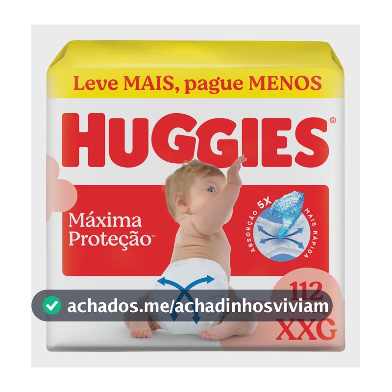 Huggies Fralda Descartável Máxima Proteção XXG - 112 Un