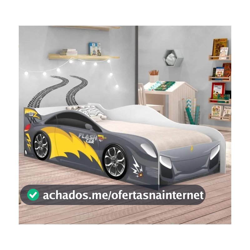 Cama Infantil Carro Velocista Chumbo Cor Branco
