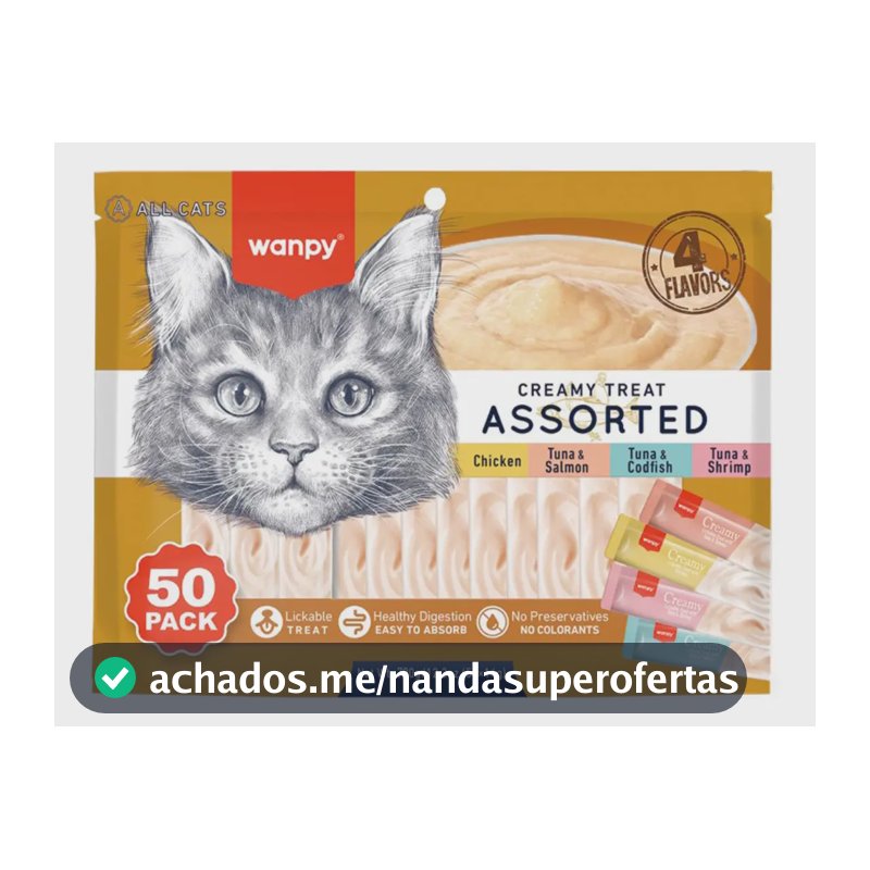 Petisco Gatos Wanpy Truly Creamy Sabores Variados Com 50un 50 Uni Sortido