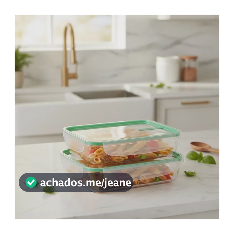 Jogo Potes Herméticos Plástico 2 820ml Verde Sanremo