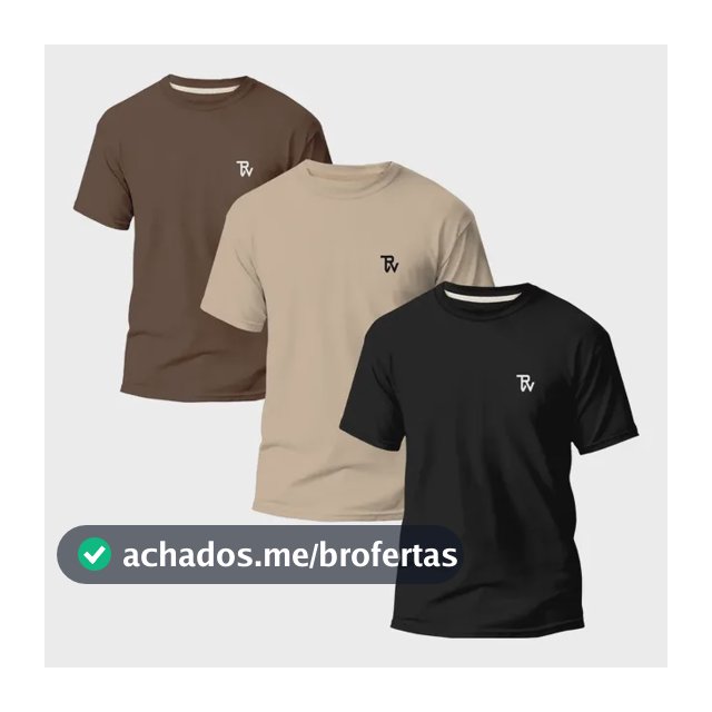 Kit 3 Camisetas Básicas Masculina Slim Algodão T01