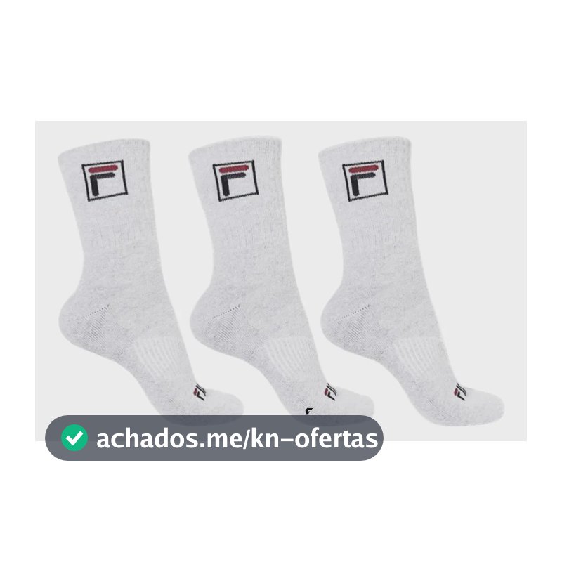 Kit Tripack Meia Fila Cano Alto Fbox Masculina Branca Meias Brancas Logo 39-43