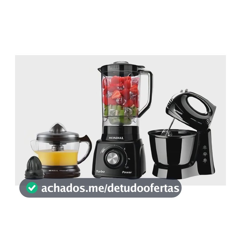 Kit Cozinha Mondial Liquidificador Batedeira E Espremedor KT-105-B