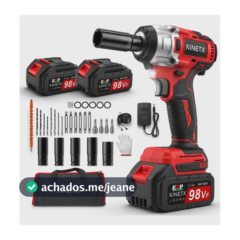 Chave De Impacto Parafusadeira 780nm Brushless 2 Baterias Vermelho 127/220v