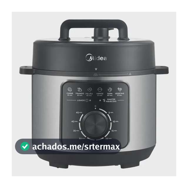 Panela Elétrica Mecânica Pressão 4l Preta E Inox Midea