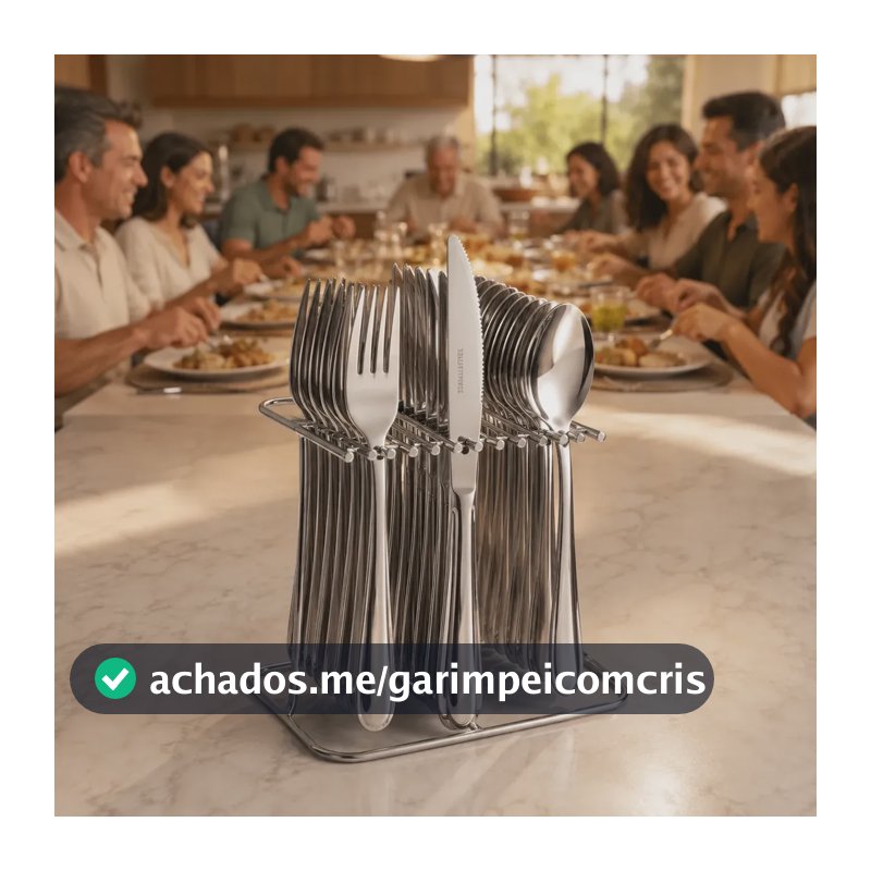 Faqueiro Inox 36 Peças Grandes Resistentes 12 Pessoas Prateado
