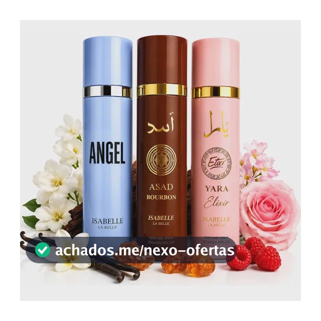 Perfume Árabe Body Splash 300ml Isabelle La Belle Original Asad Bourbon Yara Elixir Angel Escolha O Modelo