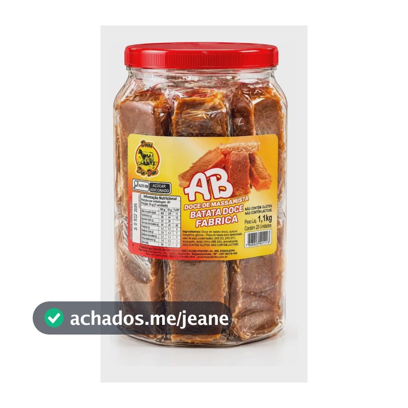 Doce caseiro de batata doce e abóbora Dindan 1,1kg pote com 20 unidades - DOCE AB
