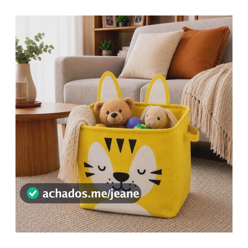 Cesto Organizador Infantil B-max Dobrável Resistente Amarelo