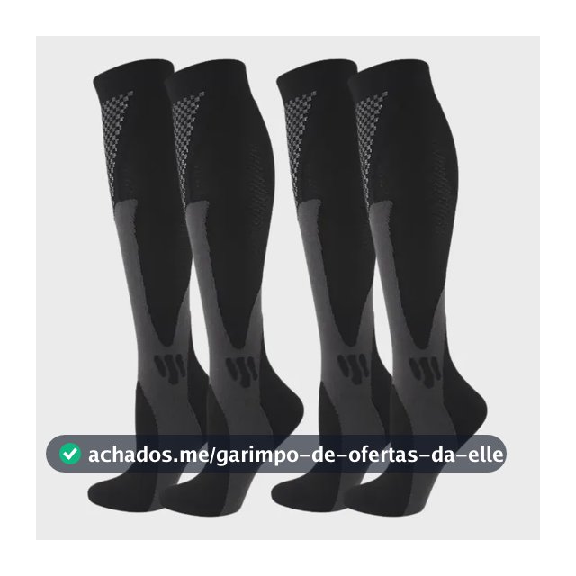 Kit 2 Pares Meia Compressão Esportiva Cano Alto 3/4 Corrida