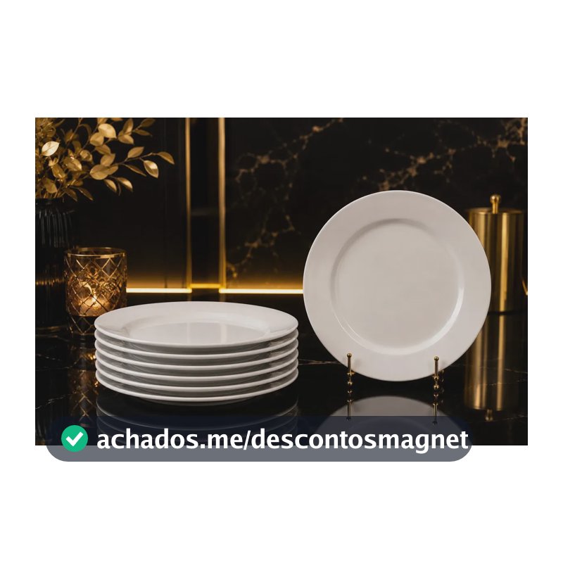 Jogo 6 Pratos Fundo Opaline Vidro Egípcio Branco Duralex Restaurante Buffet Almoço Janta Seneb