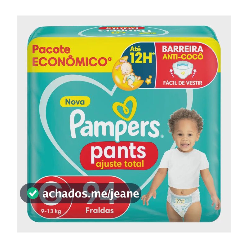 Fralda Pampers Pants Ajuste Total Tamanho G, 94 Unidades