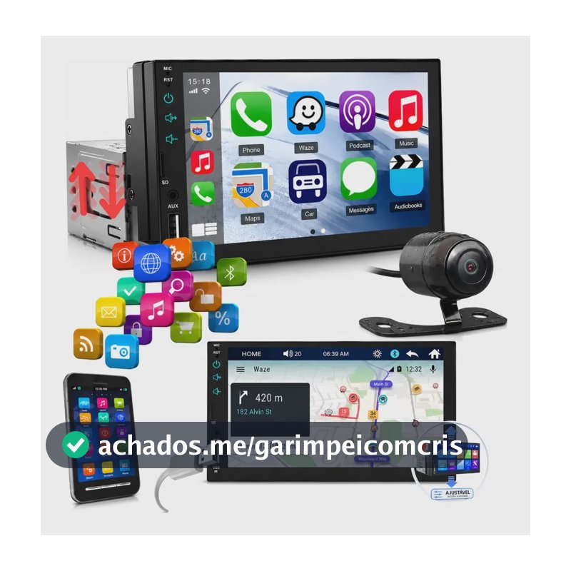 Universal Multimidia Mp5 Player Hd Touch 1 Din 7pol Kit Multimidia 1 Din