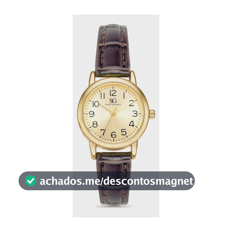 Relógio Saint Germain Houston Feminino Analógico Marrom Dourado Com Pulseira de Couro Sintético