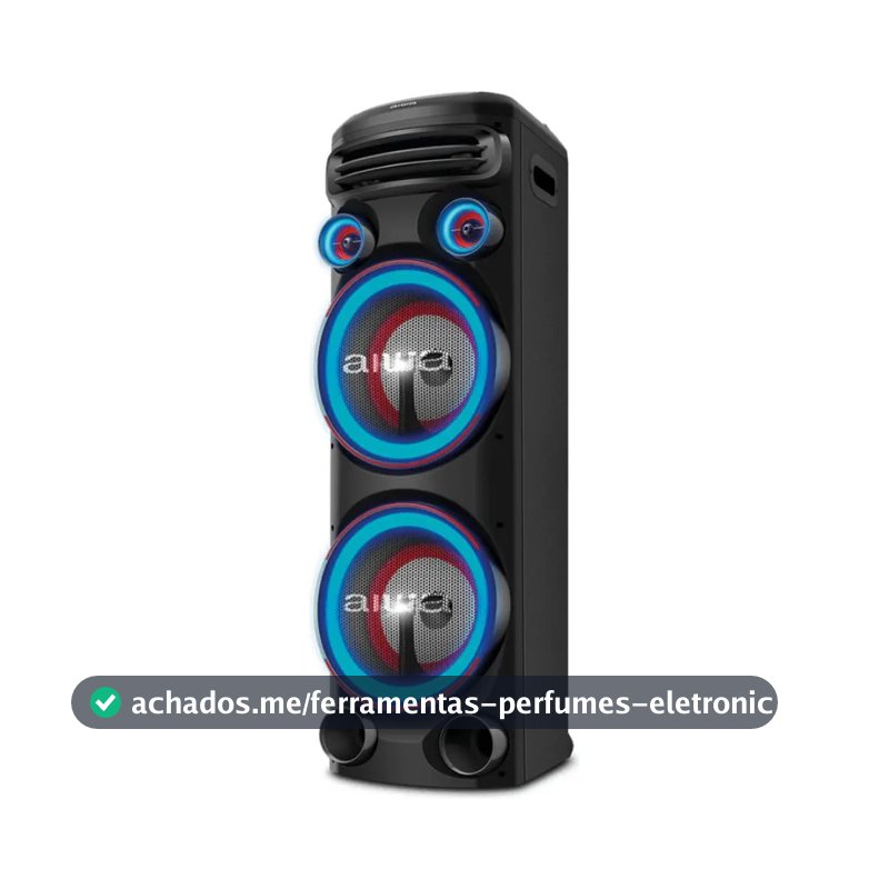 Torre de Som AIWA T2W-02 2300W 2Woofers10" Bluetooth RGB USB FM DJ
