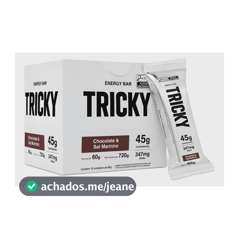 Barra Energética Tricky Energy Bar 45g Carbo (caixa C/12 Un) Chocolate E Sal Marinho
