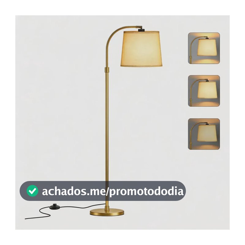 Luminária Chão 1,7m Piso Arco Lustre Metal 3 Niveis De Luz