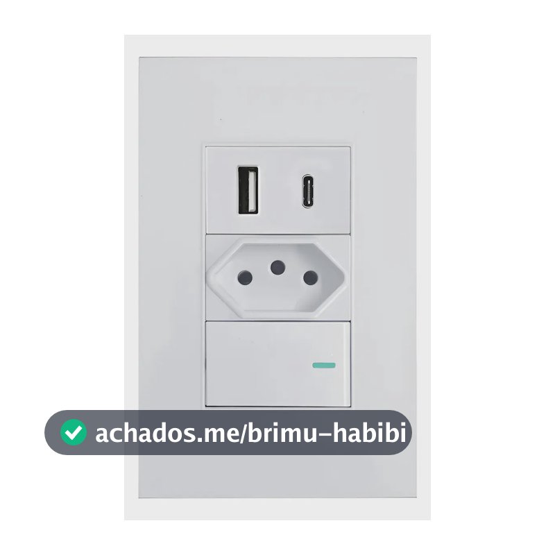 Tomada Interruptor Paralelo + Usb Tipo C De Parede Universal Branco