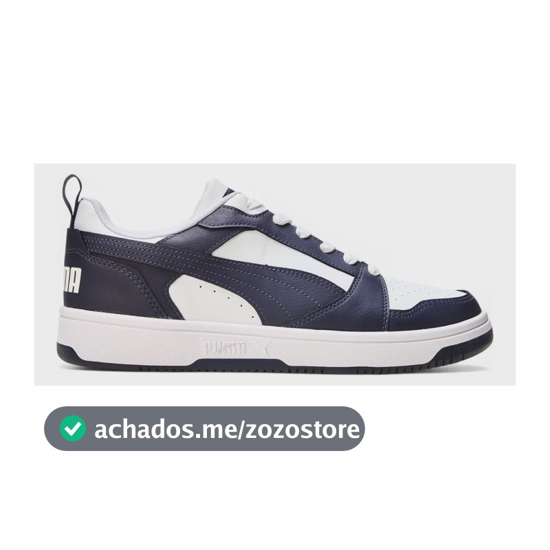 Tênis Casual Masculino Rebound V6 Low Puma Puma White-new Navy Liso 40 Br