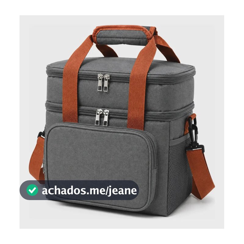 Bolsa Térmica Lancheira Marmita 13,5L 2 Compartimentos Frasqueira Dupla Camada Alça de Ombro Fitness Trabalho