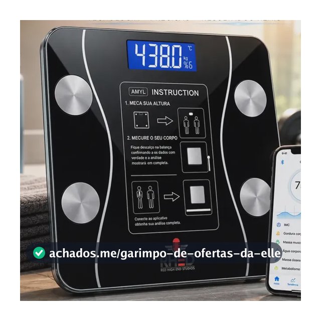 Balança Digital Bioimpedância Profissional smart imc 180kg Bluetooth Corporal Aparelho Alta Capacidade aplicativo App para Android e para IOS Balança De Banheiro Academia