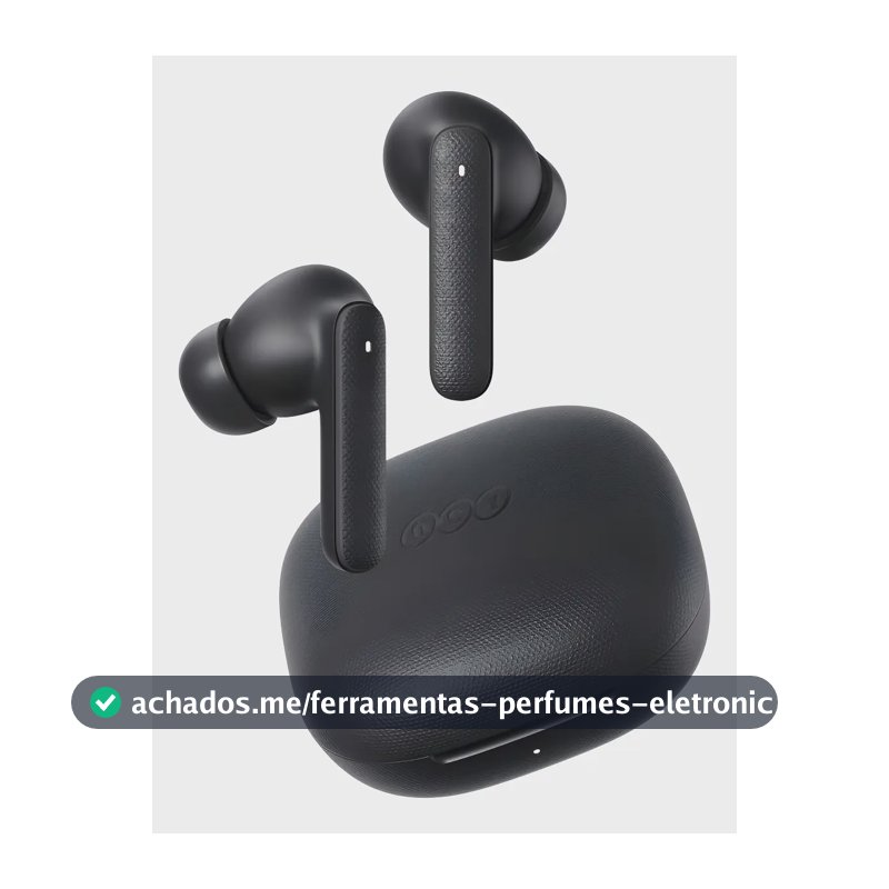 Fone de Ouvido QCY Buds T43 ENC Bluetooth 5.3, IPX4, 35H de Reprodução, Drivers de 10mm, Cor Preto