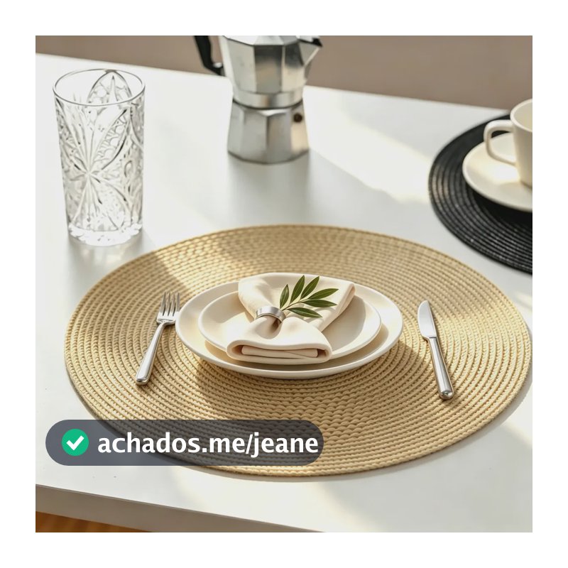 Kit 4 Jogo Americano Redondo Sousplat Cozinha Jantar Bege