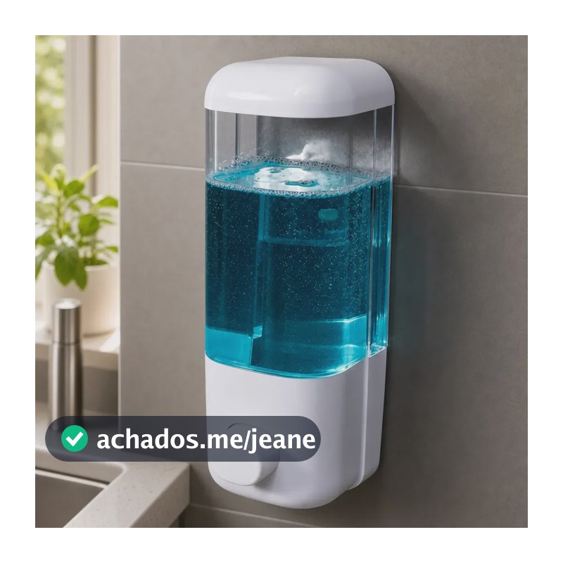 Dispenser de Sabonete Líquido 500mL de Parede Branco com Visor Transparente