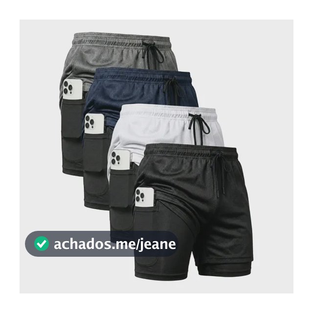 Kit 4 Shorts 2 Em 1 Duplo Dryfit Masculino Compressão Térmic