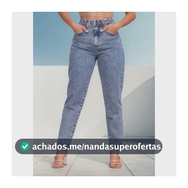 Calça Mom Jeans Feminina Cintura Alta Marmorizada