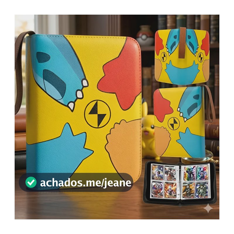 Fichario Pokemon 400 Cartas Ziper Premium Pronta Br Amarelo