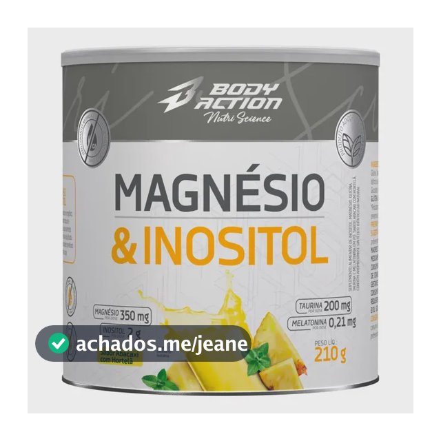 Mineral/vitamina Bodyaction Nutri Science Magnésio E Inositol Taurina Melatonina 210g Em Pó Sabor Abacaxi Com Hortelã X 210g