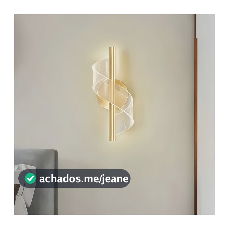 Arandela Espiral Decorativo Moderna Led 3 Cores Para Quarto 127/220v Dourado