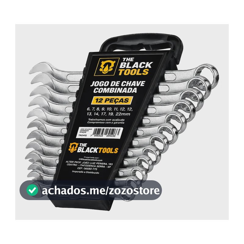 Jogo De Chave Boca E Estrela Combinada 12 Pçs Aço 6-22 Mm Cromada Profissional Tkch12 The Black Tools
