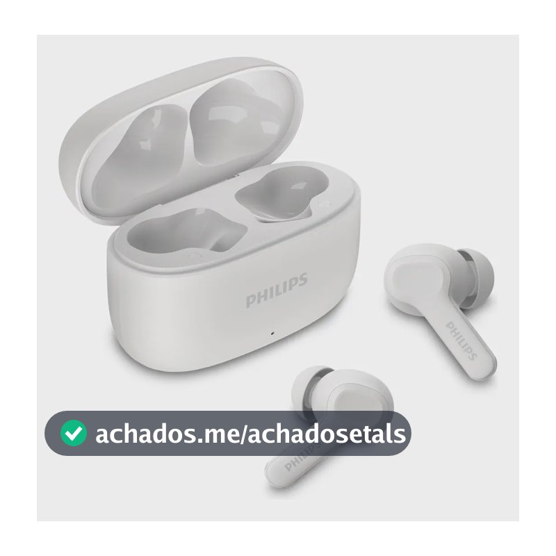 Fone de ouvido sem fio TWS Philips TAT1109WT/00 na cor branca, com bluetooth, microfone, tecnologia IPX4