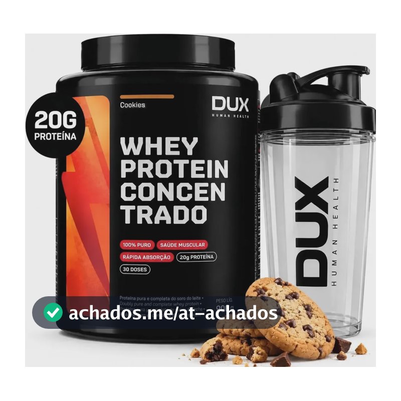 Whey Protein 100% Puro Dux Pote De 900g Concentrado Cookies Cookies