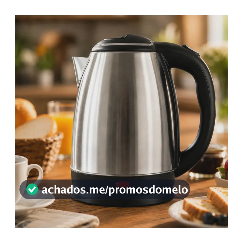 Chaleira Elétrica Inox 1,8 Litros Jarra Aquecedora Com Desligamento Automático e Base Giratória Aquecimento Rápido Alça Ergonômica Para Escritório Casa Cozinha Viagem Fervedor De Água Moderno