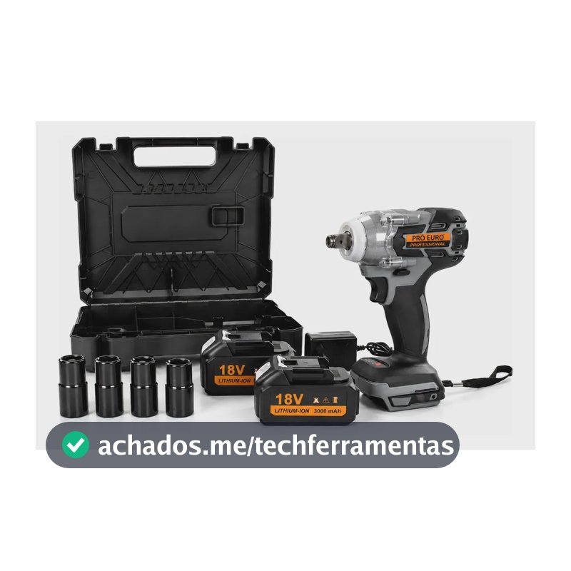 Chave Impacto Brushless Maleta 2 Baterias 4 Soquetes PPC-18 Pró Euro