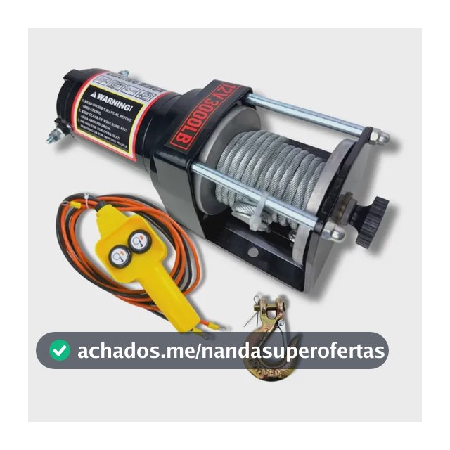 Guincho Elétrico 3000lb 1361kg Cabo De Aço Para Quadriciclo Jeep - 8x Tech