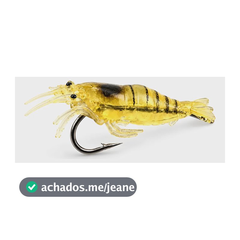 Kit 20 Isca Camarão Artificial Aromatizado Soft Anzol Pesca Amarelo