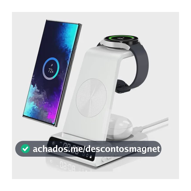 Carregador Sem Fio 3 Em 1 Samsung Com Relógio