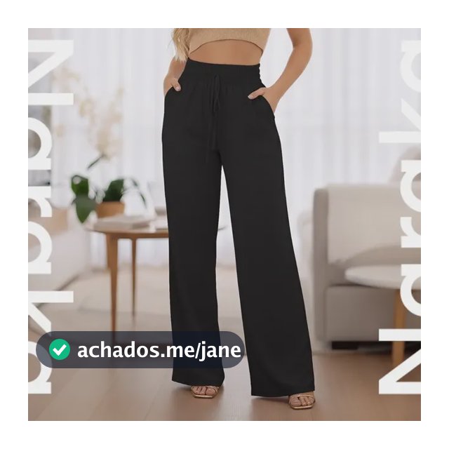 Calça Feminina Pantalona Duna Wide Leg Cintura Alta