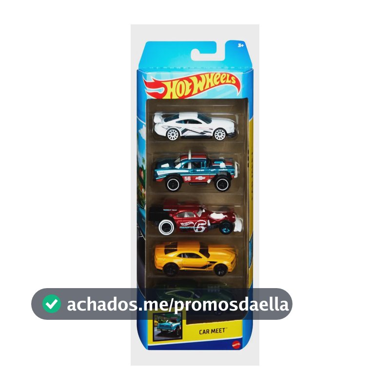 Kit Com 5 Carrinhos Sortidos Hot Wheels Coloridos Mattel