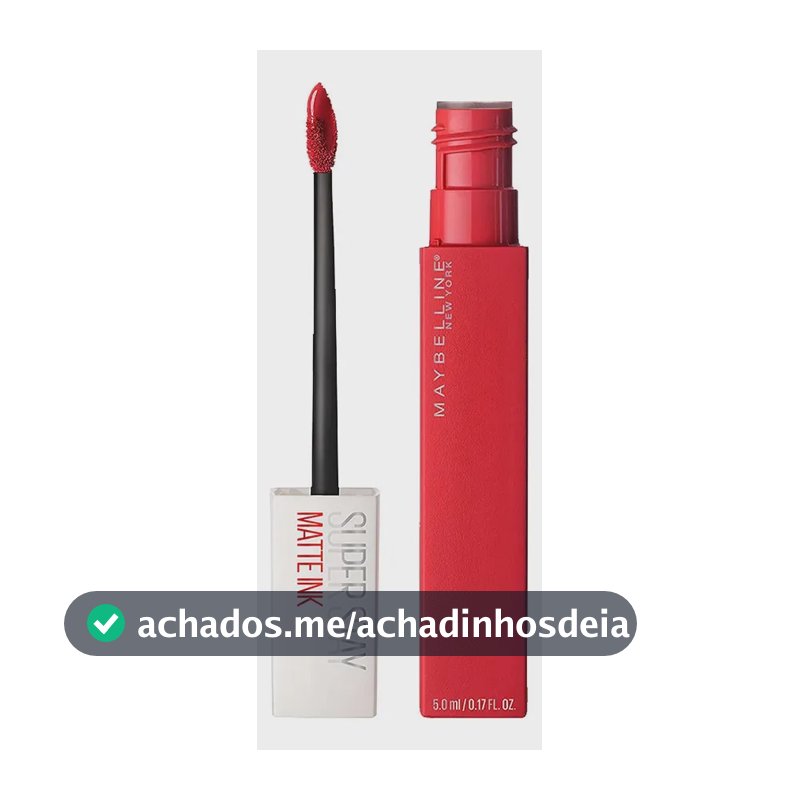 Batom Líquido Matte Longa Duração 16H Não Transfere Cor Intensa Acabamento Matte Confortável Aplicador Preciso Cor Pioneer Vermelho Fosco SuperStay Matte Ink Maybelline NY 5ml