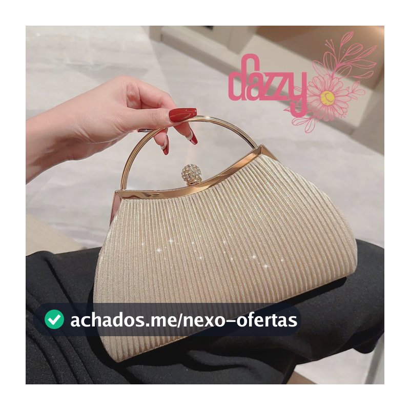 Dazzy Bolsa Clutch Dourada De Festa Com Strass E Corrente Removível Para Casamentos