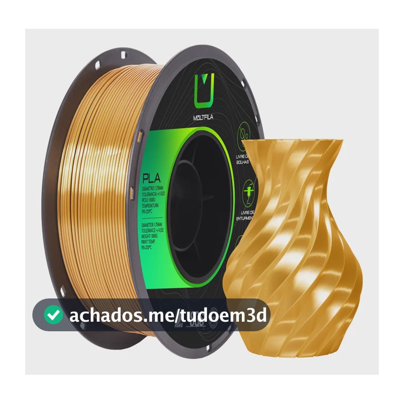 Filamento Pla Silk Ouro Envelhecido Metalizado 1kg Multfila Ouro Envelhecido