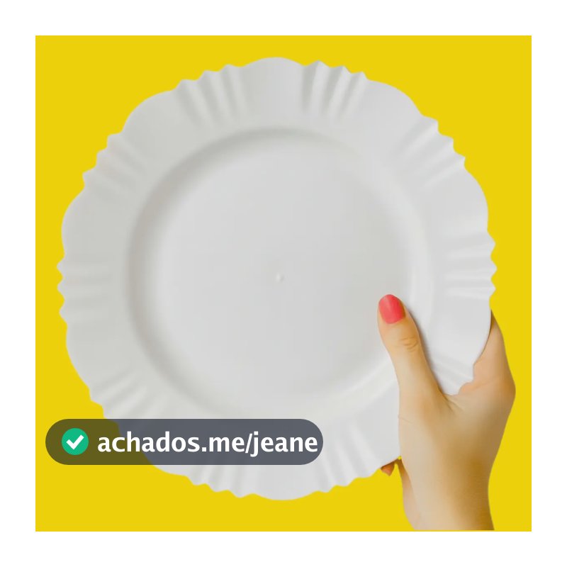Kit Prato Plástico Reutilizável Fundo Merenda Lanche Escolar Branco Pétala